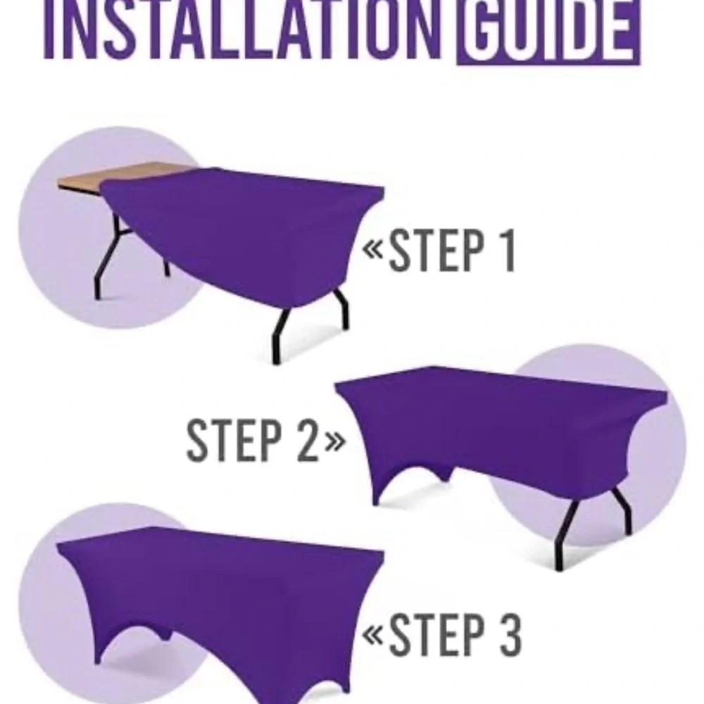 Utopia Kitchen 6FT Spandex Tablecloth 200 GSM, Purple Fitted, Rectangle Cover